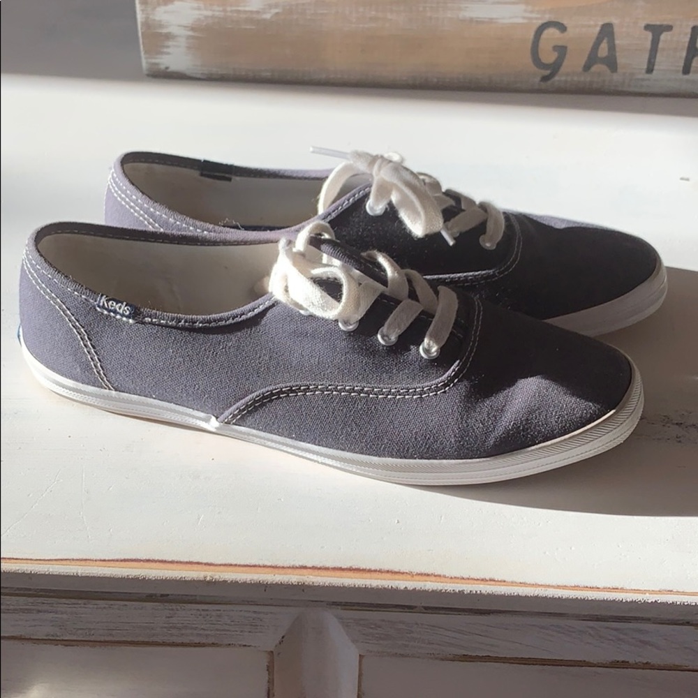 Navy and white keds